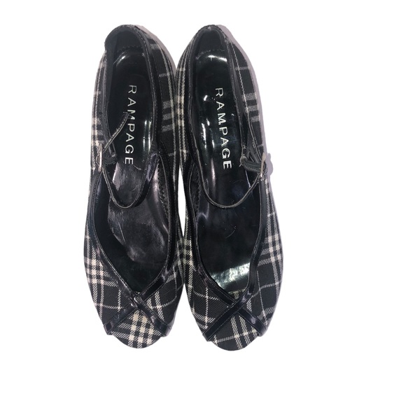 Rampage Black & White Plaid Strappy Open Toe Flats Shoes SIZE US 7.5 - Picture 4 of 7